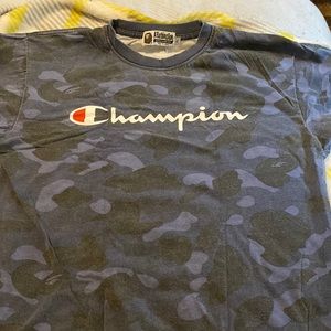 BAPE X Champion XL Blue T-shirt